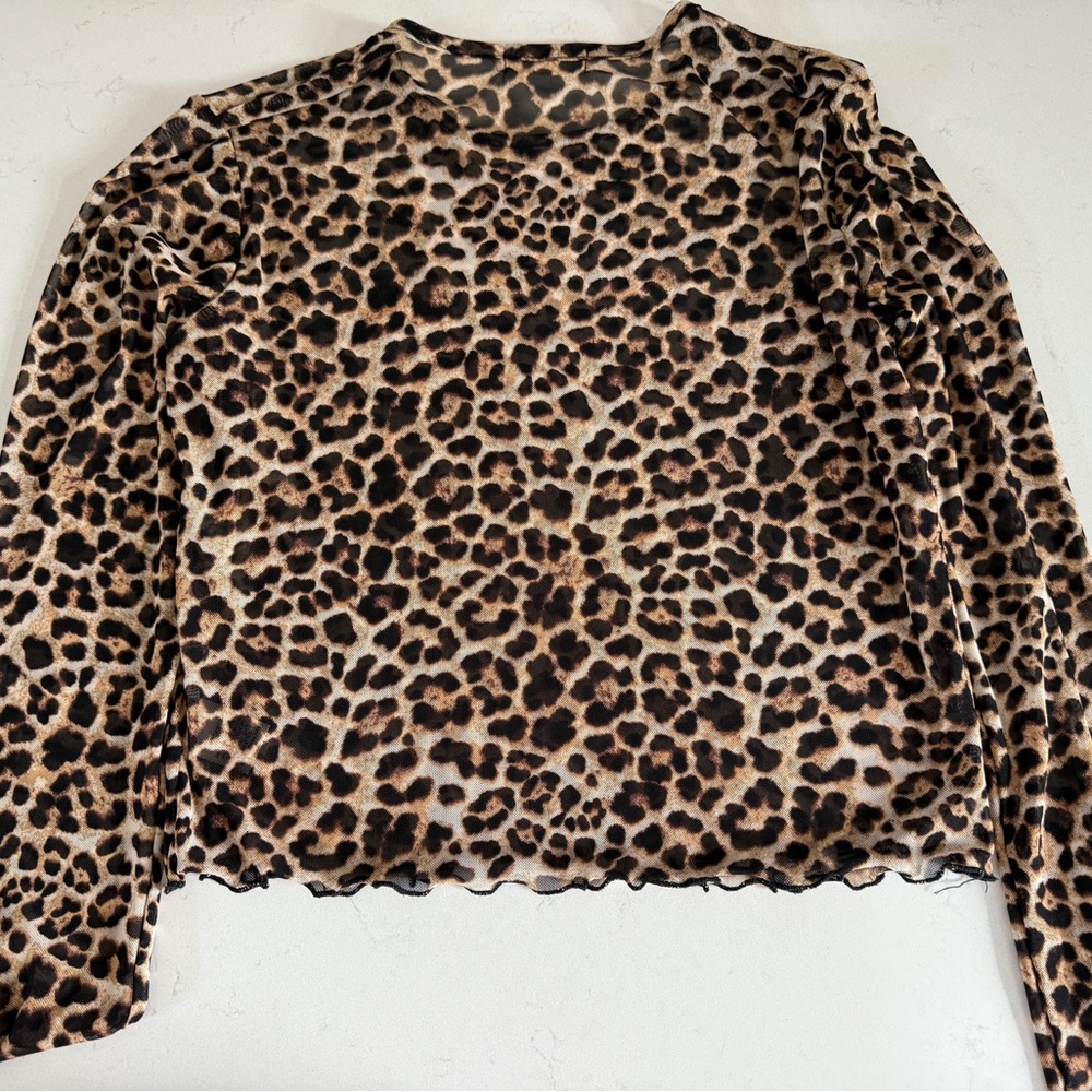 Leopard Print Sheer Women's Top